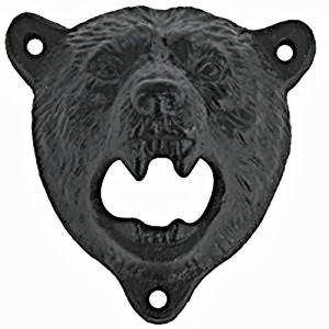 Black Grizzly BEAR Cast-Iron Wall BOTTLE OPENER